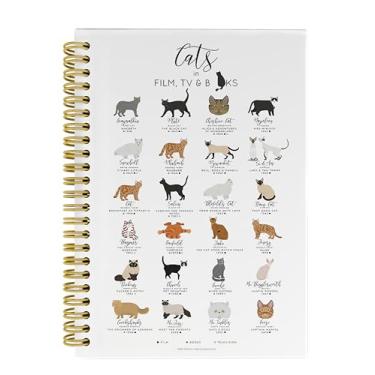 Imagem de Knibeo Caderno para gatos – Presentes de gatos para amantes de gatos, caderno Kawaii, diário de gato, caderno encadernado em espiral de 164 páginas