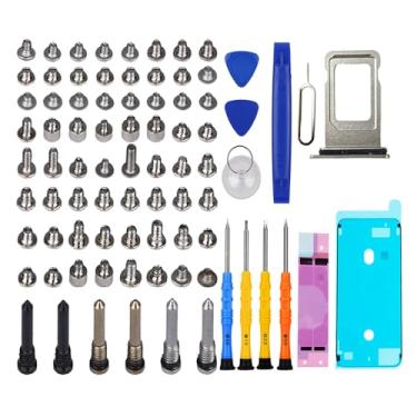 Imagem de DARYCOM Repair Conjunto completo de parafusos 70 peças para iPhone XS Max, kit de ferramentas de reparo de 6,5 polegadas, 4 chaves de fenda, mapa de localização, 3 abridores de ferramentas, 1 adesivo