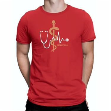 Imagem de Camiseta Faculdade Curso de Medicina Masculina,estampas exclusivas (BR, Alfa, M, Regular, Vermelho Frontal 2)