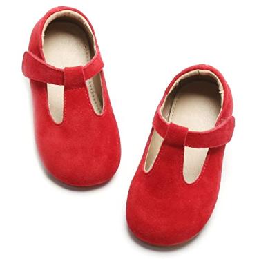 Imagem de Otter MOMO Sapato social feminino Mary Jane com tira em T uniforme escolar, D711-vermelho, 12 Little Kid