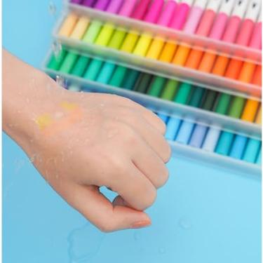 Imagem de Marcadores 60 Cores Canetinhas de Ponta Dupla Coloridos para Livros de Colorir para Adultos, Conjunto de Marcadores de Artista com Ponta Fina e Pincel para Desenho de Crianças e Adultos