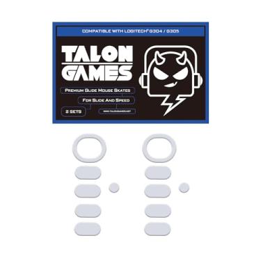 Imagem de 2 conjuntos de patins TALONGAMES com bordas curvas arredondadas compatíveis com Logitech G304 / G305 substituição de pés de mouse para jogos, 0,8 mm, material de PTFE puro com almofadas deslizantes