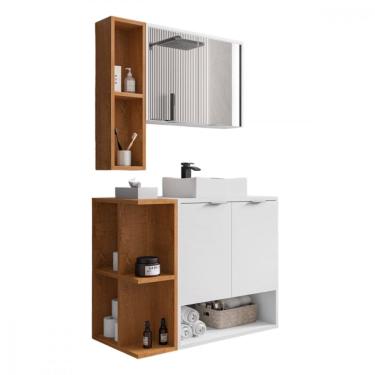 Imagem de Gabinete com Cuba e Espelheira Ibiza Branco Naturale Bechara