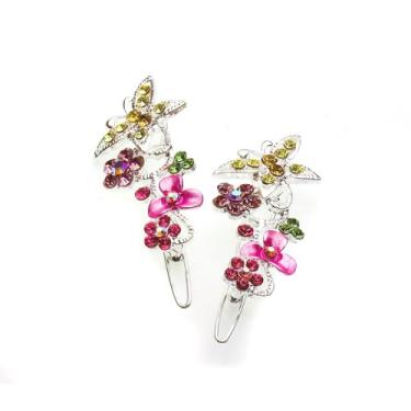 Imagem de Caravan Par de borboletas voadoras pequenas e delicadas com 50 pedras coloridas e flores pintadas