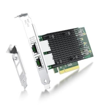 Imagem de ipolex Placa de rede de 10 Gb Intel X540-T2 PCIE NIC Ethernet, porta dupla RJ45, controlador Intel X540-AT2, adaptador LAN de rede convergente 10G, suporta Windows/Linux/Vmware/ESX/Freebsd Server