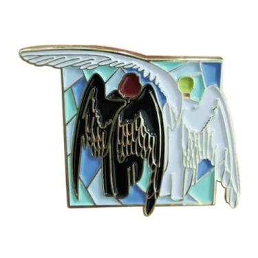 Imagem de Good Omens Emblema de alfinete esmaltado de 3,25 cm do programa de TV Inefável Asas de Anjo e Demônio, 1.25 Inches, Esmalte, Esmalte
