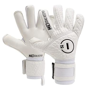 Imagem de N1 Goalkeeper gloves Cronos SSG Pro Luvas de Goleiro para Adulto para Futebol Profissional de Látex Alemão. Corte Híbrido e Acabamento Padrão. Antiderrapantes e Respiráveis. Fecho Elástico. Branco. 9