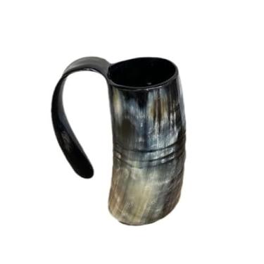 Imagem de Waillynice Xícara de chifre Grande copo de cerveja produtos pontiagudos com alça copo grande com alça xícara de grande capacidade artesanato de chifre (A)