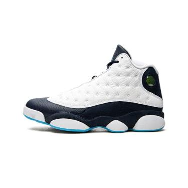 Imagem de Nike Tênis masculino Jordan Air Jordan 13 retrô 414571-144, Branco/azul escuro (Dark Powder Blue)/multi-c, 45
