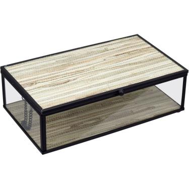 Imagem de PORTA JOIAS DECORATIVO ENFEITE ORGANIZADOR HOME&CO VIDRO 6x12x21cm BEGE