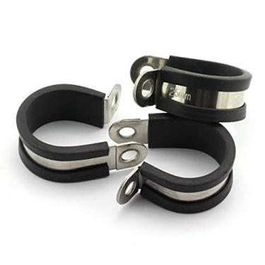 Imagem de HJ Garden 6 peças de braçadeira de cabo acolchoada de borracha de 2,5 cm de aço inoxidável 304 braçadeira de mangueira/braçadeira de metal/prendedor de suporte de tubo para instalação de tubo/tubo ou