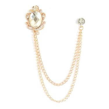 Imagem de Broche de lapela masculino com borla de gema elegante para pendurar correntes de colar broche para terno de carreira smoking de camisas gravata chapéu cachecol para namorado pai aniversário, Liga de