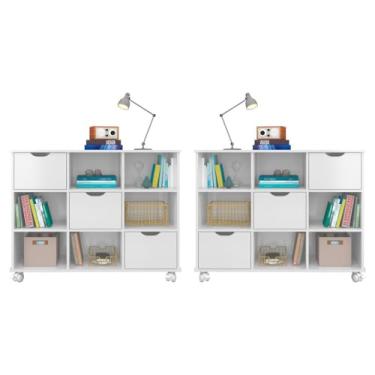 Imagem de Kit 2 Nichos Organizadores 3 Gavetas com Rodízios Branco - Qmovi