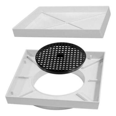 Imagem de Ralo Oculto 15x15 Invisível Sifonado Seca Piso Branco - Technox