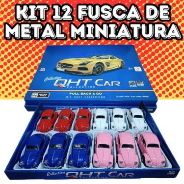 Imagem de Kit 12 Carrinhos De Metal Carros Miniatura fusca Clássico - FASHOPS