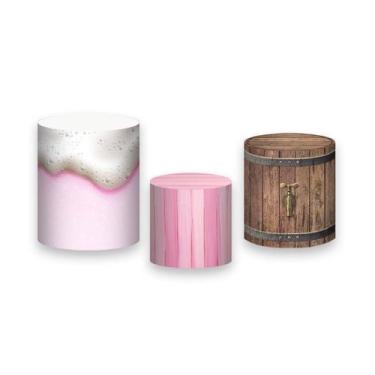 Imagem de Trio de Capas de Cilindro - Festa Retrô Rosa 009 - Via Cores
