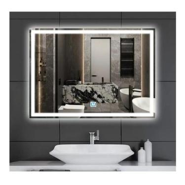 Imagem de Espelho jateado iluminado com led frio e touch 130x90cm horizontal - W