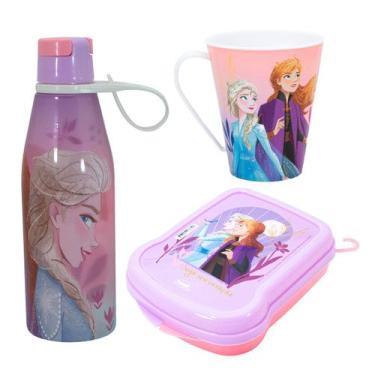 Imagem de Kit Lanche Escolar Garrafa Infantil Abre Facil Caneca 360ml e Sanduich
