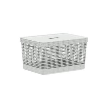 Imagem de Cesto Grid com Tampa 20L Branco Oceano Ou, U