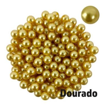 Imagem de Perola Abs Inteira Sem Furo 6mm com Rebite Aprox. 800 Perolas Para Faz