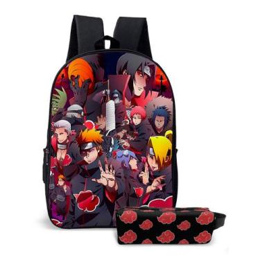 Imagem de Kit Mochila Escolar Com Estojo Infantil Naruto Volta Às Aula - Thuco G