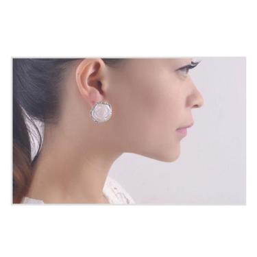 Imagem de Brinco Flor Rosas Feminino Strass Pedra Festa Casamento Luxo - anjo da