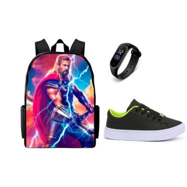 Imagem de Mochila Casual Estampada Mais Tênis Versátil E Relógio Digital - Kaut,