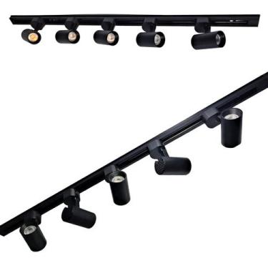 Imagem de Kit trilho eletrificado 2 metros + 5 spots 7w 4000k preto - BELA HOME