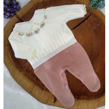 Imagem de Macacão Tricô Bebe bordado - locomotiva, Rosê, rn