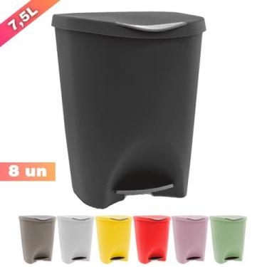 Imagem de Kit 8 Lixeira Cozinha Banheiro Escritorio Com Pedal 7,5L - Usual Utili