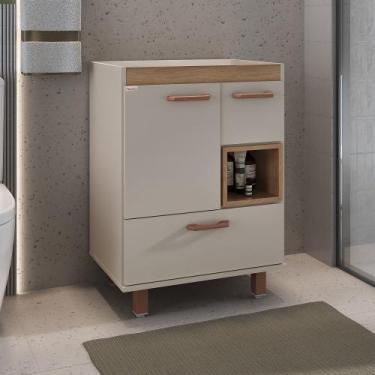Imagem de Gabinete para Banheiro Mariana c/Pés 60 cm - Fabribam, Nude/Catedral