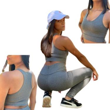 Imagem de Conjunto Fitness Legging e Top para Academia - SWG Store, Cinza, P