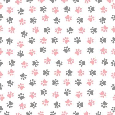 Imagem de Papel De Parede Adesivo AutoColante Vinil Animal Patinhas Rosinhas e C