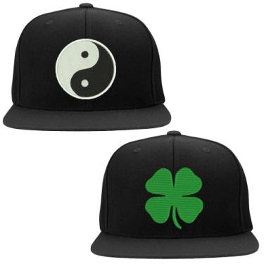 Imagem de Kit 2 Bonés Bordados - Yin Yang Trevo 4 Folhas Sorte - HIPERCAP