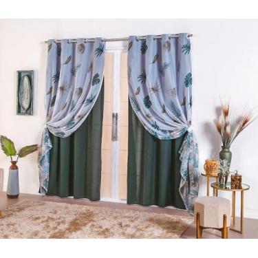 Imagem de Cortina De Oxford Com Voil Estampada Sala E Quarto 280 X 230 - Cris En