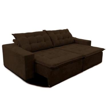 Imagem de Sofá Amazonas 300 cm Retrátil com Molas Suede Veludo Light Café - Sofá