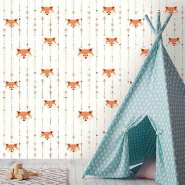 Imagem de Papel de Parede Raposa Etnic - QCola, 0,60 x 3,00 metros