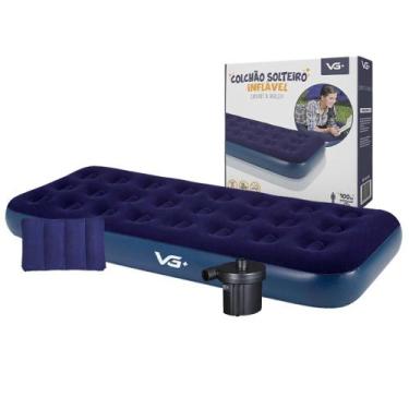 Imagem de Colchão Solteiro Infável + Travesseiro + Bomba Elétrica Vg Plus, 110V
