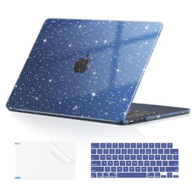 Imagem de Capa EooCoo compatível com MacBook Air 13 polegadas M4 2025 2024-2022 lançamento M3 M2 A3240 A3113 A2681, capa rígida com glitter, capa para teclado e protetor de tela para Mac Air 13,6 polegadas