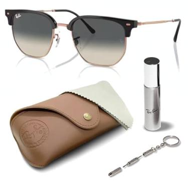 Imagem de Ray-Ban RB4416 NOVO CLUBMASTER Óculos de sol quadrados com kit de óculos – Almofadas de nariz ajustáveis – Óculos de sol quadrados formais e casuais ideais, Cinza (672071 | 51 mm), 51 mm