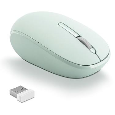 Imagem de Mouse sem som sem fio, mouse óptico de 2,4 GHz com nano receptor adequado para computador/Windows/Mac/Chrome OS/Linux/Andriod/iOS. (verde)
