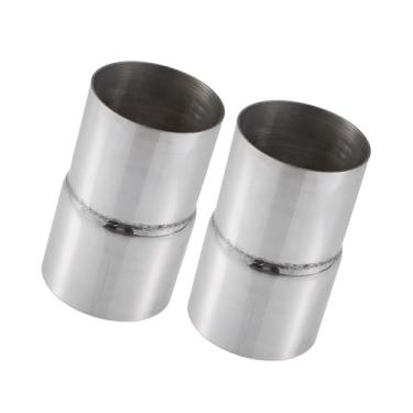 Imagem de ACROPIX Conector redutor adaptador de tubo de escape de carro 5,7 cm ID para 6,3 cm OD Expansor de exaustão universal de aço inoxidável tom prateado (conjunto de 2) peças de carro