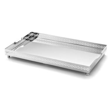 Imagem de Bandeja Retangular Mirror Cross Grande Níquel - St James