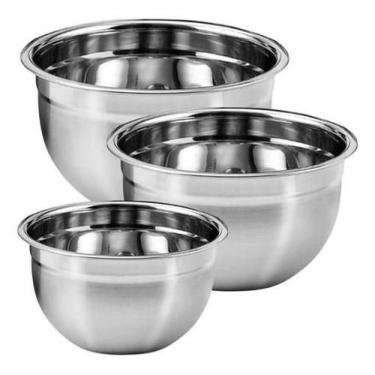 Imagem de Kit 3 Bowls Gourmet Inox Maior Espessuara Tigela Chef - Kadê