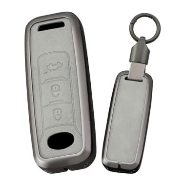 Imagem de HIBEYO Capa de chaveiro compatível com acessórios Trumpchi GS5 Capa inteligente de couro e liga de zinco adequada para Trumpchi GAC GS3 GS5 GS6 com chaveiros Gift-A Type Gray