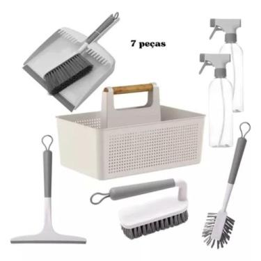 Imagem de Kit Limpeza Para Lavanderia Multiuso Bege 7 Peças - OU
