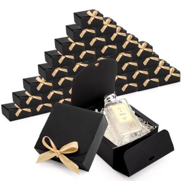 Imagem de ZENFUN Conjunto de 36 caixas de presente pequenas com tampas, caixas de presente pretas de 11,4 x 11,4 x 5 cm, caixa de presente pequena de papelão para presentes, caixa de presente quadrada com fitas