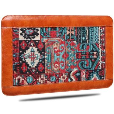 Imagem de CPNVWA Capa protetora de couro genuíno compatível com MacBook 16 M4 M3 M2 M1 Pro/Max e MacBook Air 15 M4 M3 M2, laptops de 15 a 16 polegadas, marrom