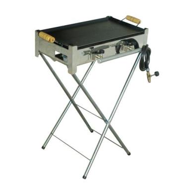 Imagem de Fogão Semi Industrial Inox 2 Bocas Com Chapa Pés Fogareiro Coletor de 