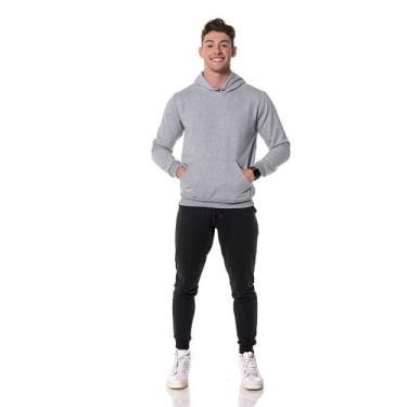 Imagem de Blusa de Frio Masculina Cinza Moletom Canguru com Capuz - CHIELLA, M, 